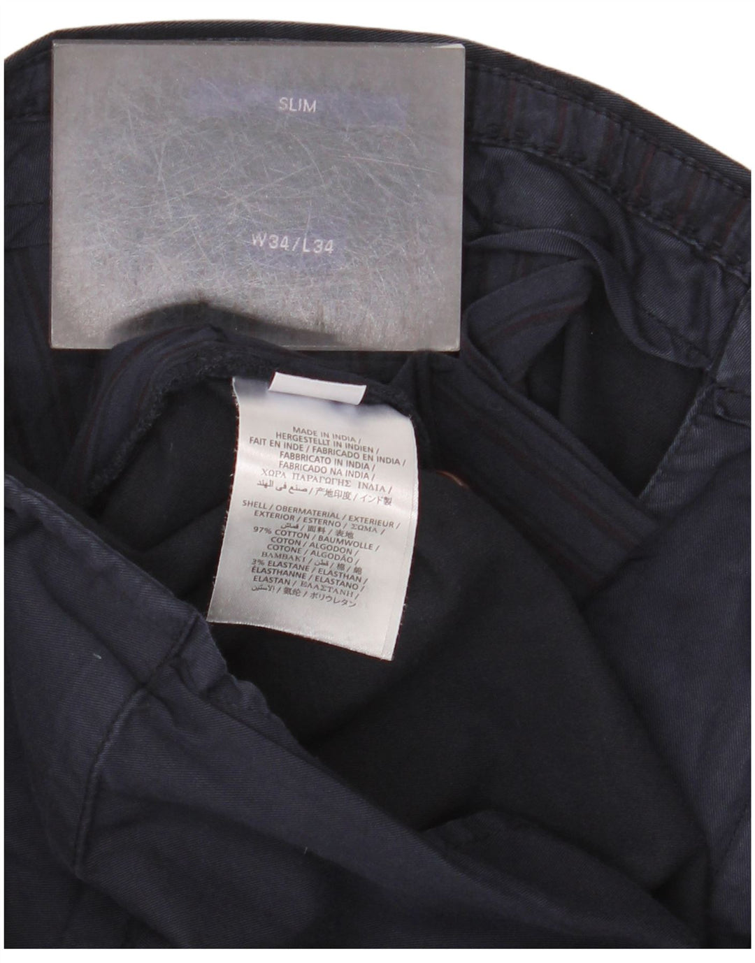 Gant Mens Slim Chino Trousers W34 L34 Navy Blue Cotton