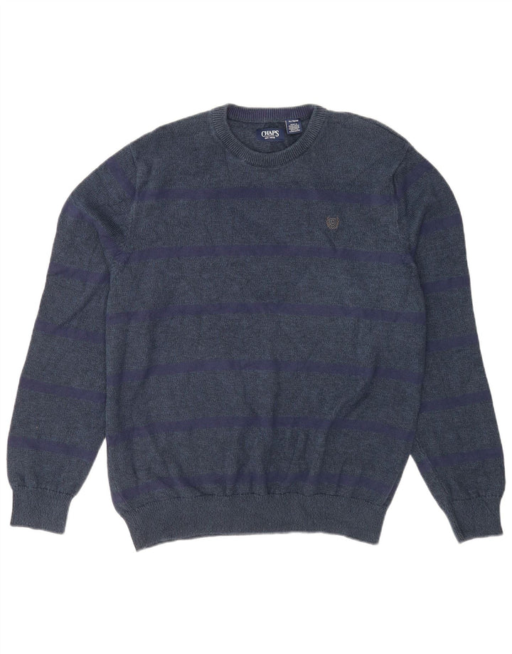 Chaps Mens Crew Neck Jumper Sweater XL Navy Blue Cotton