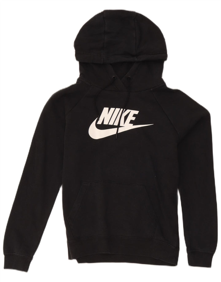 Nike Mens Graphic Hoodie Jumper Small Black Cotton