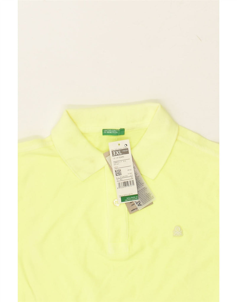 BENETTON Boys Polo Shirt 13-14 Years 3XL Yellow Cotton | Vintage Benetton | Thrift | Second-Hand Benetton | Used Clothing | Messina Hembry 