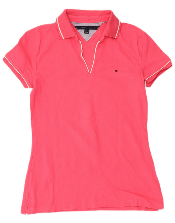 Tommy Hilfiger Womens Polo Shirt UK 10 Small Pink Cotton