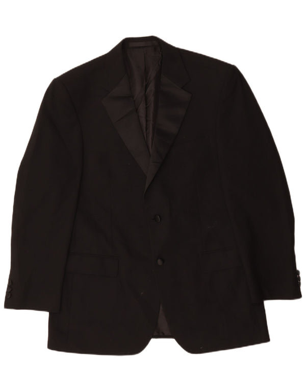 Marks & Spencer Mens 2 Button Blazer Jacket UK 40 Medium Black Polyester