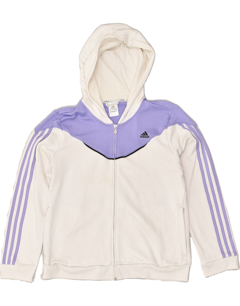 ADIDAS Womens Climalite Zip Hoodie Sweater UK 20 2XL White Colourblock | Vintage Adidas | Thrift | Second-Hand Adidas | Used Clothing | Messina Hembry 