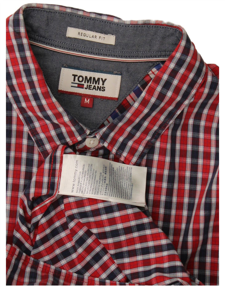 Tommy Hilfiger Mens Regular Fit Shirt Medium Red Check Cotton