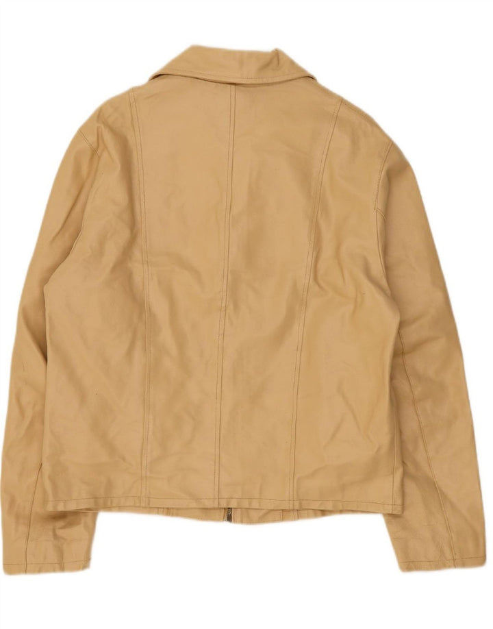 BOOSLEY Womens Leather Jacket IT 50 XL Beige Leather