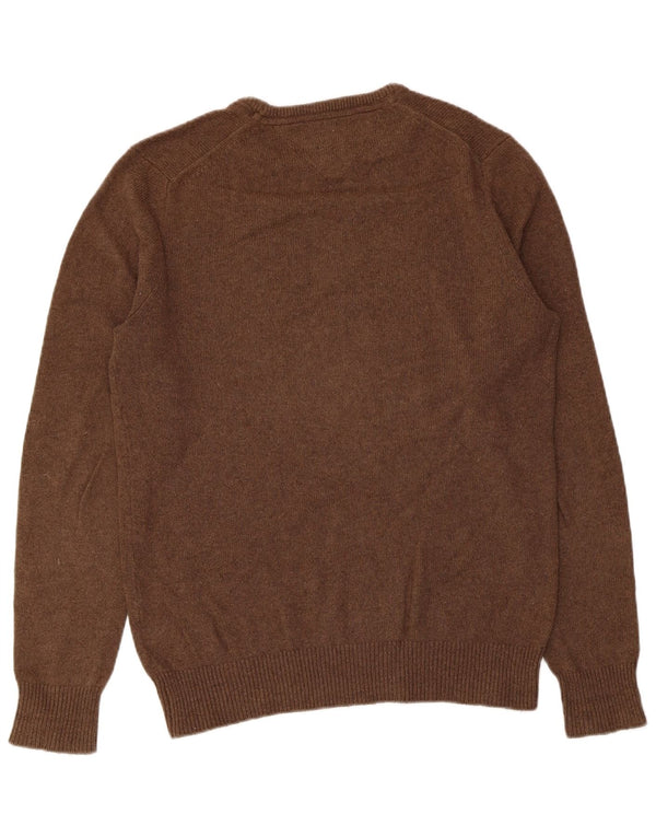 Tommy Hilfiger Mens Crew Neck Jumper Sweater Small Brown Cotton
