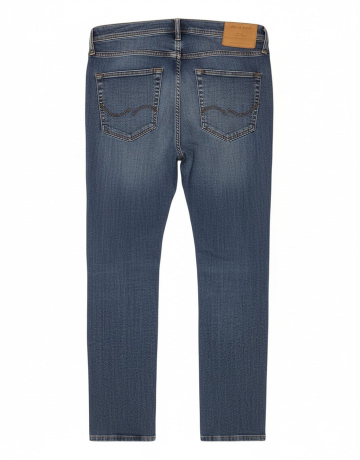 Jack & Jones Mens Straight Jeans W30 L32 Blue Cotton