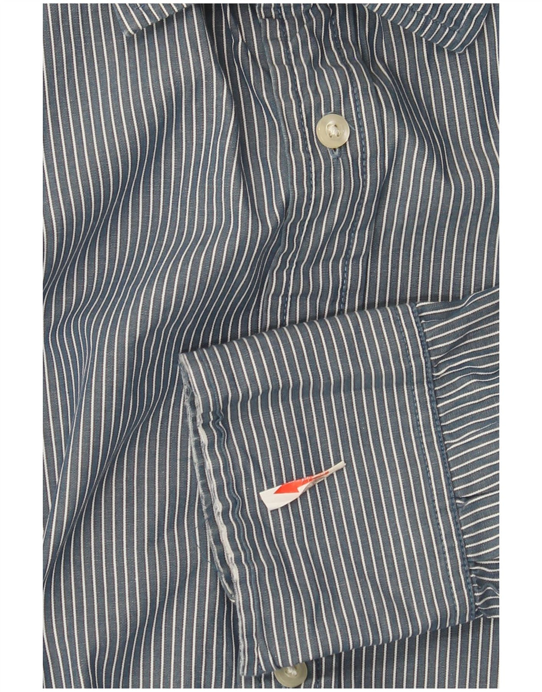 Tommy Hilfiger Mens Custom Fit Shirt Medium Navy Blue Pinstripe Cotton