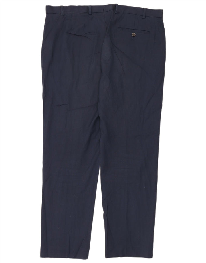 Marks & Spencer Mens Straight Suit Trousers W38 L31 Navy Blue Polyester