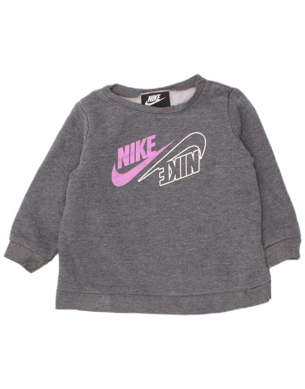 Nike Baby Girls Graphic Sweatshirt Jumper 12-18 Months Grey Cotton