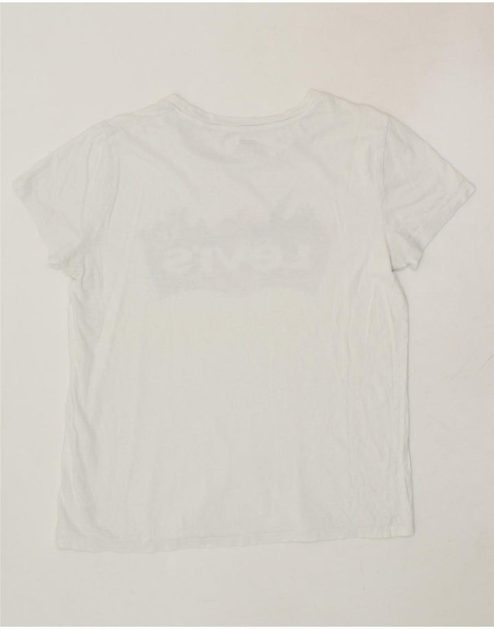 LEVI'S Womens Graphic T-Shirt Top UK 14 Medium White Vintage Levi's and Second-Hand Levi's from Messina Hembry 