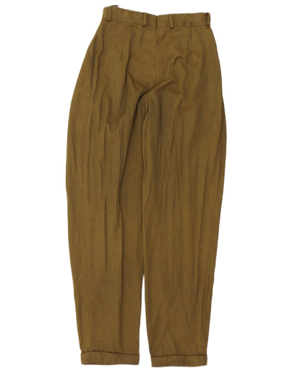 Vintage Womens Pegged Loose Fit Trousers EU 36 Small W26 L31 Khaki Viscose