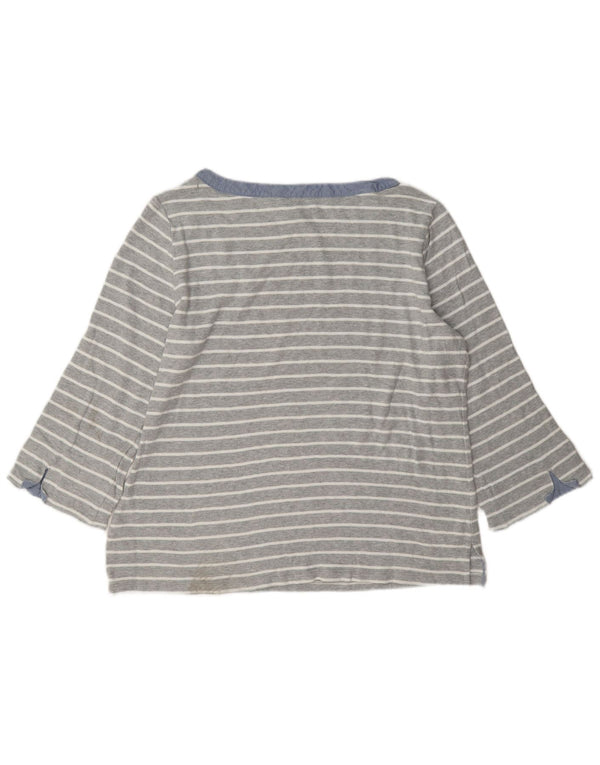 Nautica Womens Top 3/4 Sleeve UK 18 XL Grey Striped Cotton