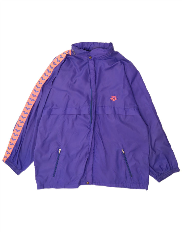 Arena Mens Hooded Rain Jacket UK 40 Large Purple Colourblock Polyamide