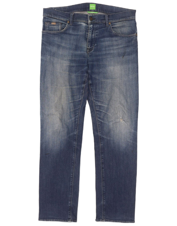 Hugo Boss Mens Straight Jeans W34 L32 Blue Cotton