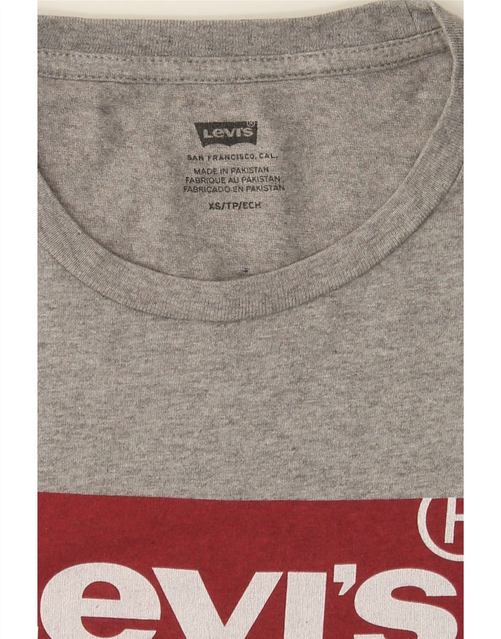 LEVI'S Womens Graphic T-Shirt Top UK 6 XS Grey Vintage Levi's and Second-Hand Levi's from Messina Hembry 