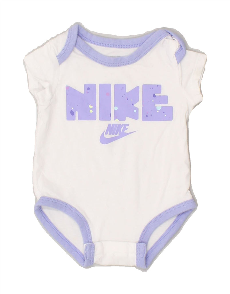 NIKE Baby Boys Graphic Bodysuit 6-9 Months White | Vintage Nike | Thrift | Second-Hand Nike | Used Clothing | Messina Hembry 