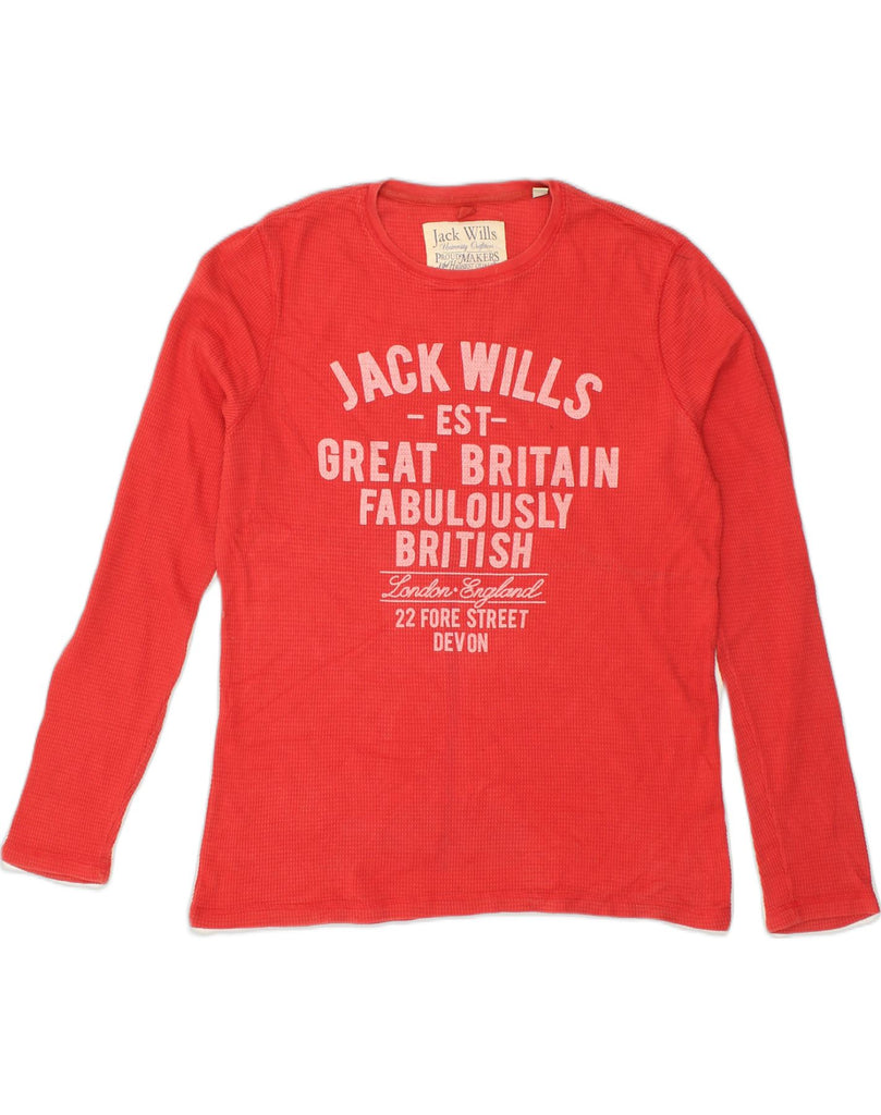 JACK WILLS Mens Graphic Top Long Sleeve Small Red Cotton | Vintage Jack Wills | Thrift | Second-Hand Jack Wills | Used Clothing | Messina Hembry 