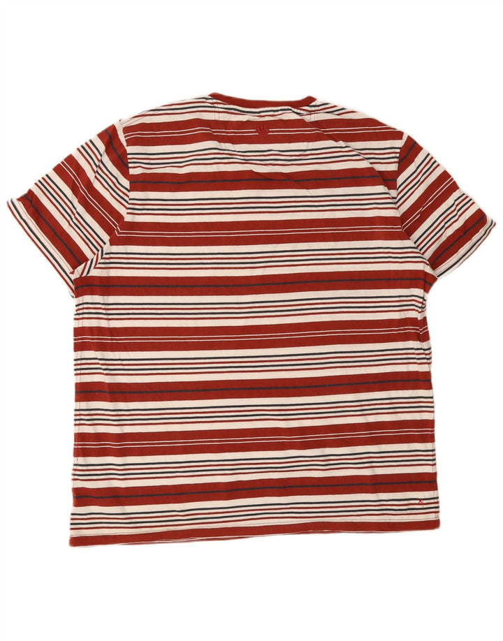 Fat Face Mens T-Shirt Top Large Red Striped Cotton