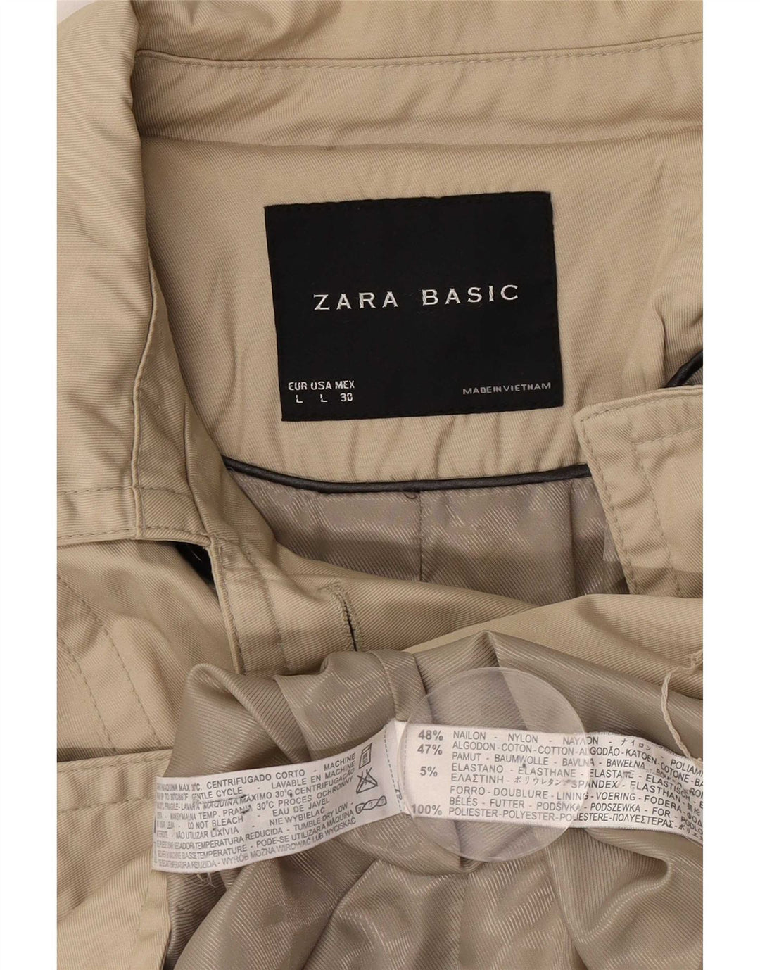 Zara Womens Trench Coat UK 16 Large Beige Nylon