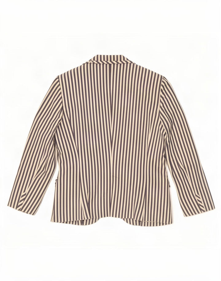 Zara Womens 2 Button Blazer Jacket UK 18 XL Navy Blue Striped