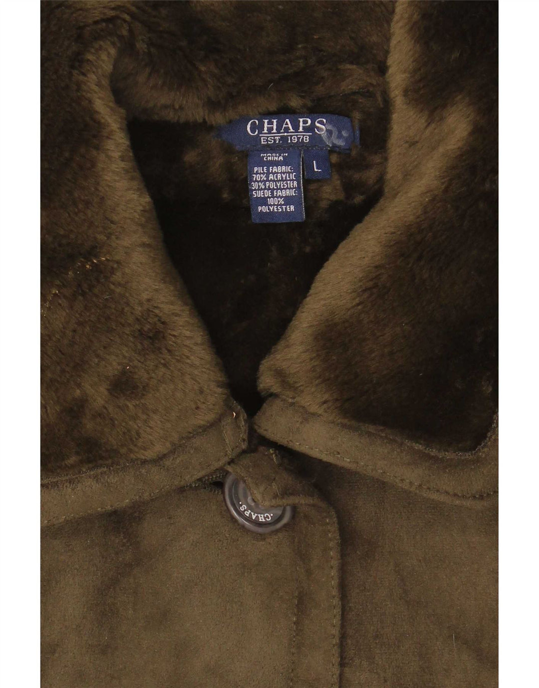 Chaps Womens Sherpa Jacket UK 14 Large Khaki Acrylic