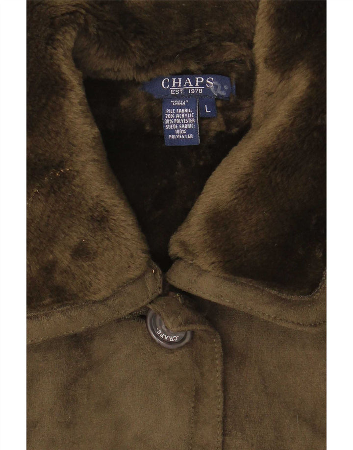 Chaps Womens Sherpa Jacket UK 14 Large Khaki Acrylic