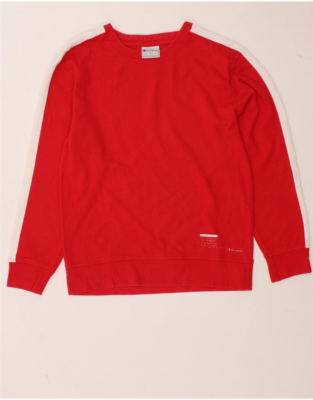 CHAMPION Mens Sweatshirt Jumper Small Red Colourblock Cotton Vintage Champion and Second-Hand Champion from Messina Hembry 