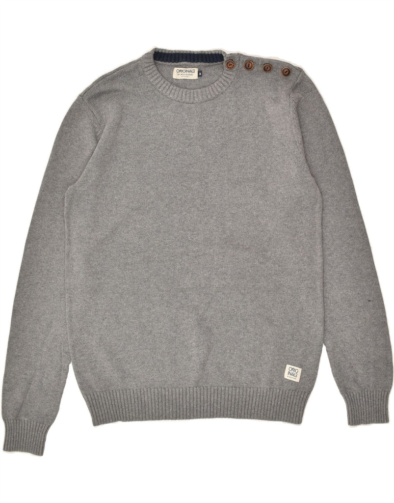 JACK & JONES Mens Crew Neck Jumper Sweater Medium Grey Cotton | Vintage Jack & Jones | Thrift | Second-Hand Jack & Jones | Used Clothing | Messina Hembry 