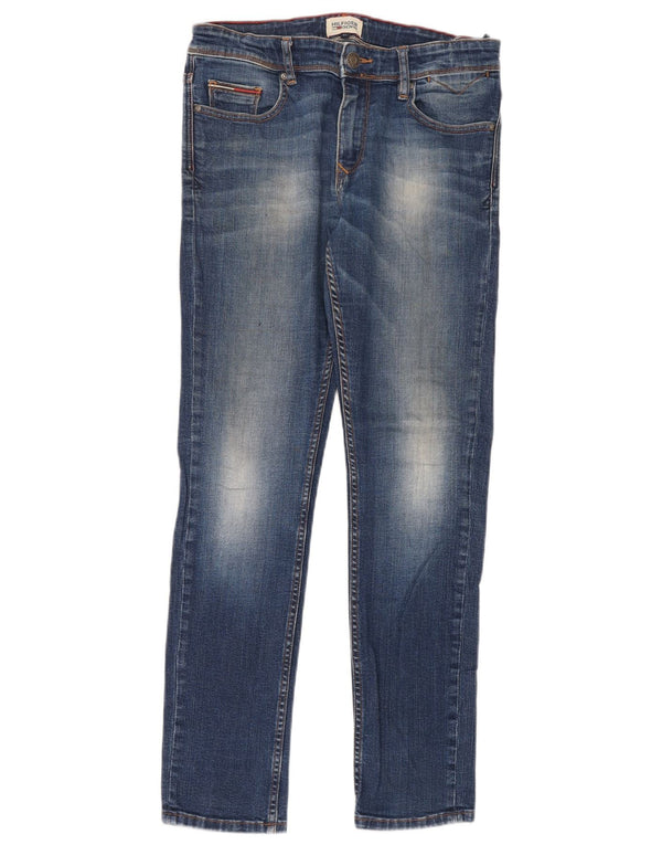 Hilfiger Denim Boys Acid Wash Slim Jeans 13-14 Years W30 L32 Blue Cotton