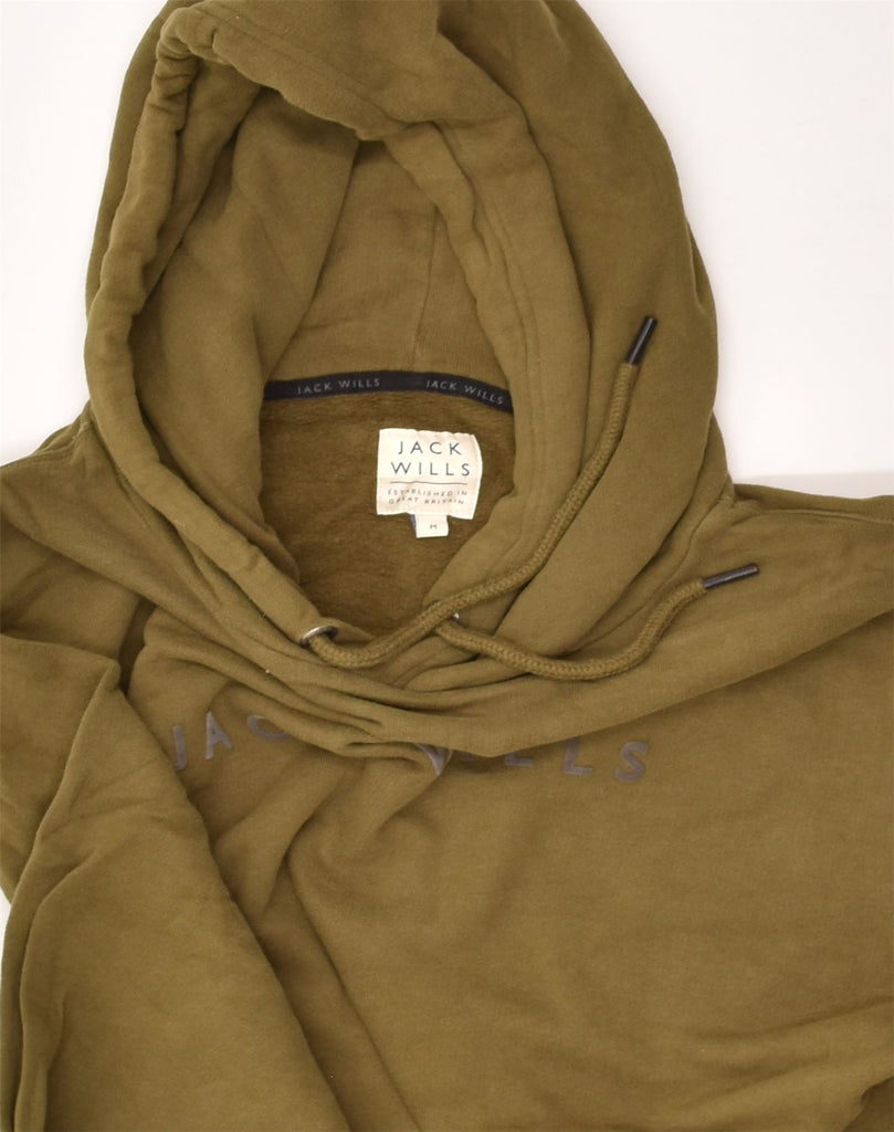 JACK WILLS Mens Graphic Hoodie Jumper Medium Khaki Cotton | Vintage Jack Wills | Thrift | Second-Hand Jack Wills | Used Clothing | Messina Hembry 