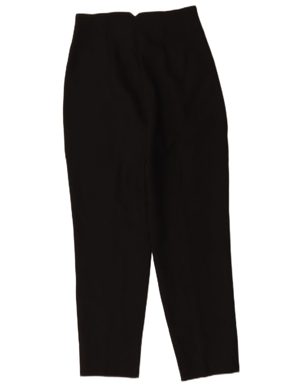 Zara Womens High Waist Tapered Suit Trousers Small W26 L27 Black Polyester