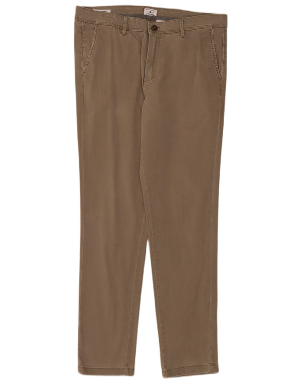 Jack & Jones Mens Marco Slim Chino Trousers W34 L32 Beige Cotton