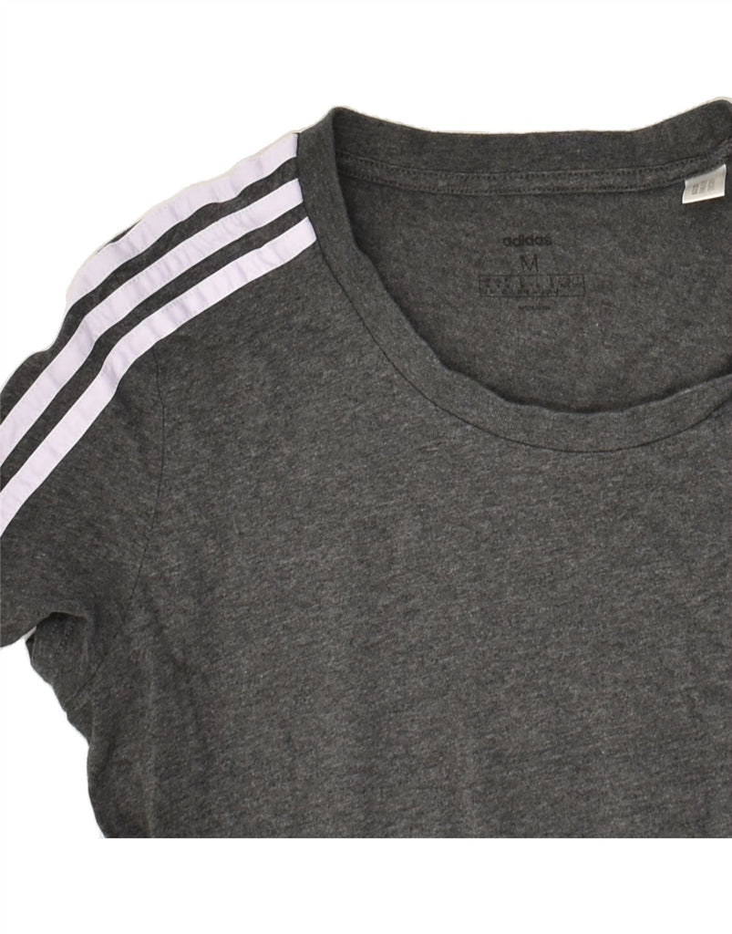 ADIDAS Womens T-Shirt Top UK 12 Medium Grey Cotton | Vintage Adidas | Thrift | Second-Hand Adidas | Used Clothing | Messina Hembry 