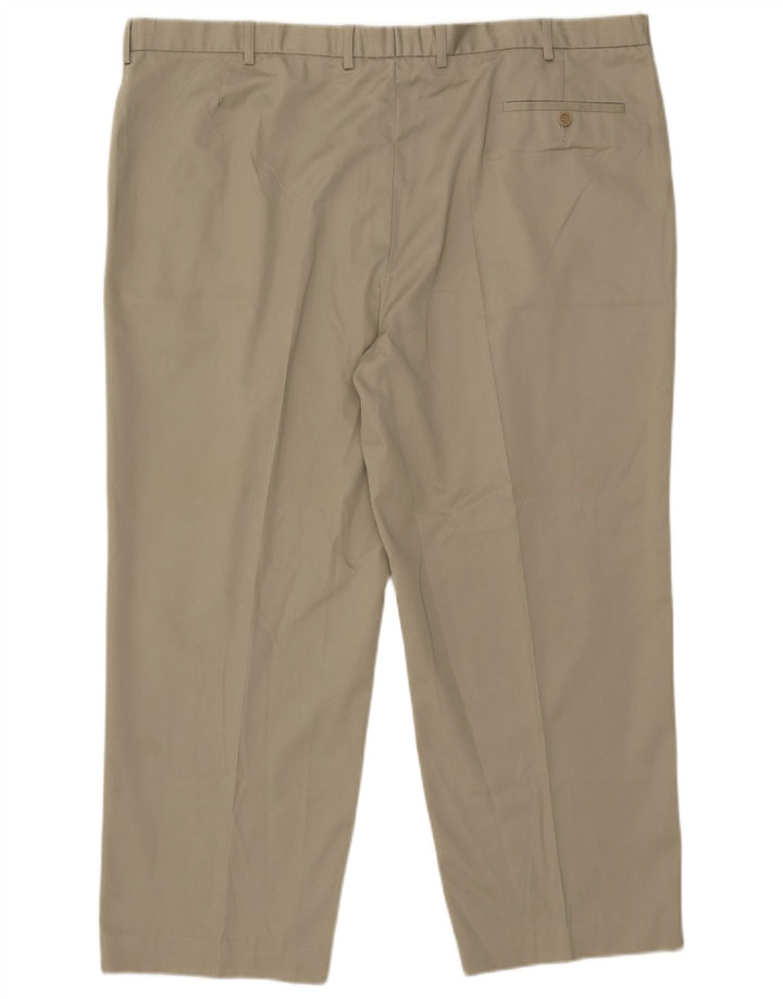 Marks & Spencer Mens Pegged Suit Trousers W46 L27 Beige Polyester