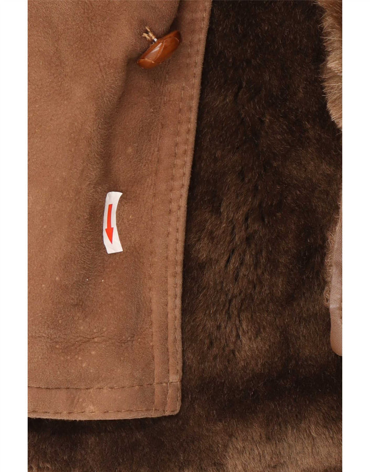 Carieri&Carieri Mens Shearling Overcoat IT 46 Small Brown