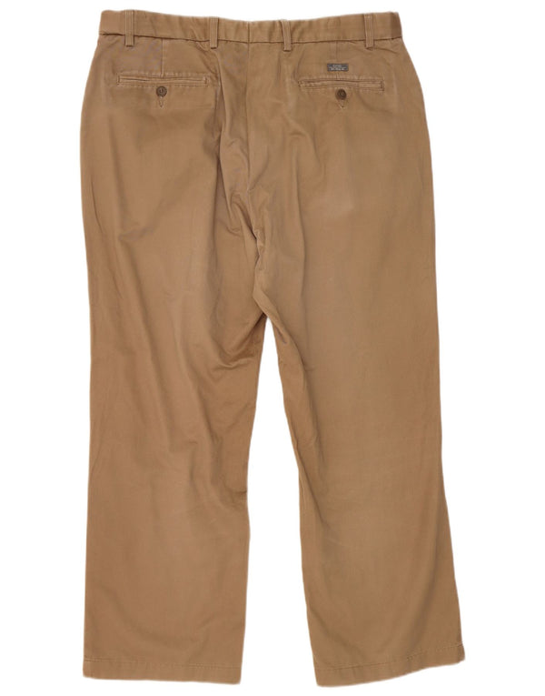 Marks & Spencer Mens Blue Harbour Straight Trousers W38 L29 Beige Cotton
