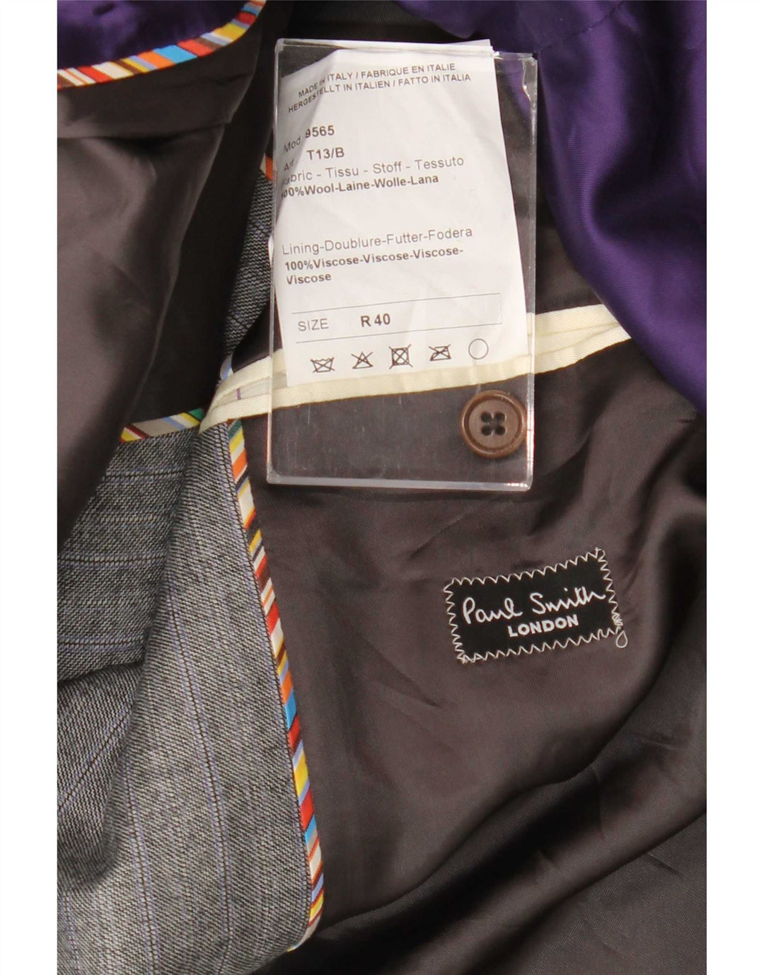 Paul Smith Mens 2 Button Blazer Jacket UK 40 Large Grey Pinstripe Wool