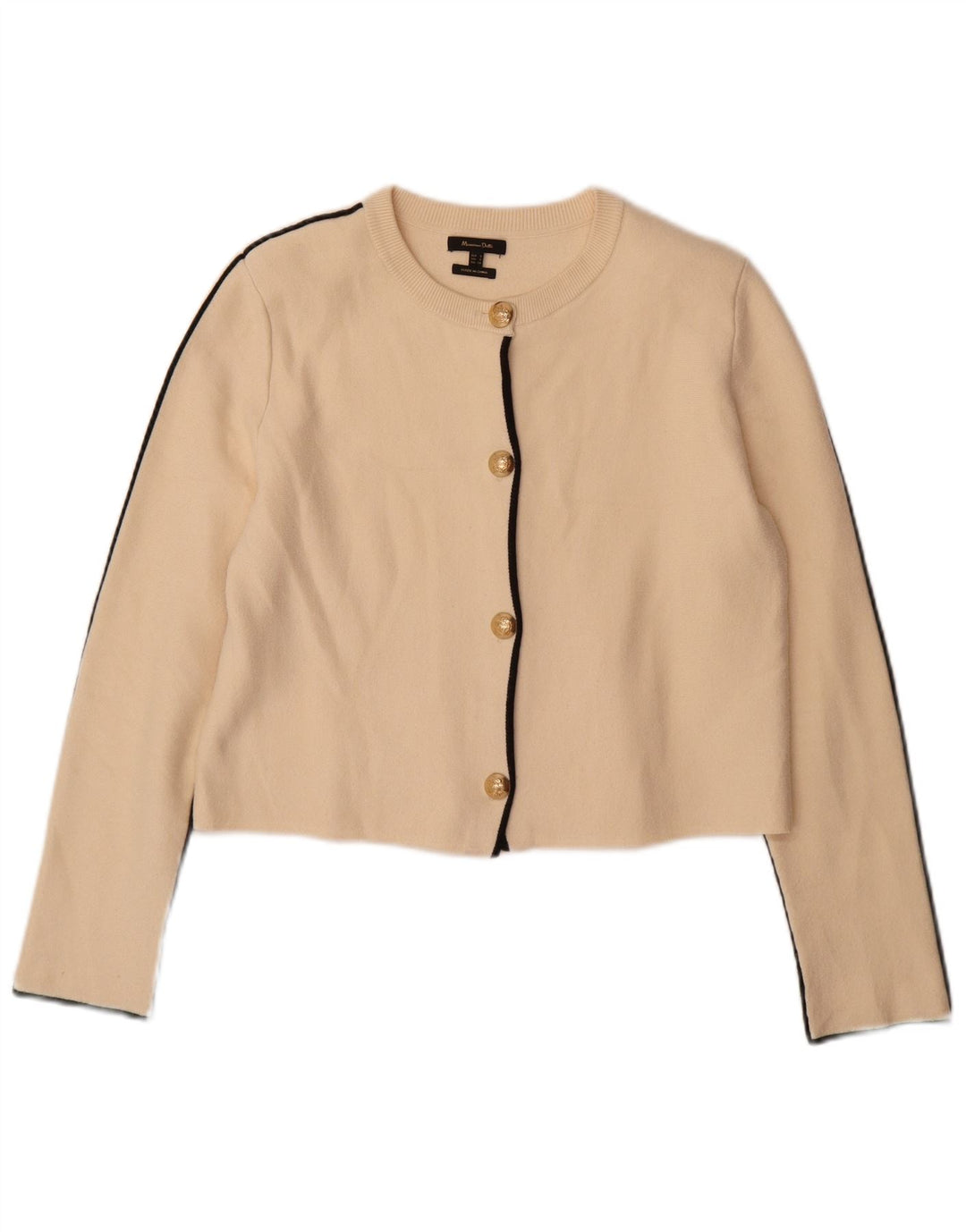 Massimo Dutti Womens Crop Cardigan Sweater UK 10 Small Beige Viscose