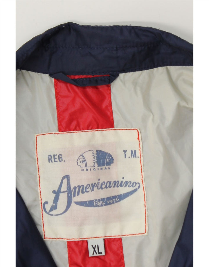 Americanino Mens Bomber Jacket UK 42 XL Navy Blue Colourblock Polyamide