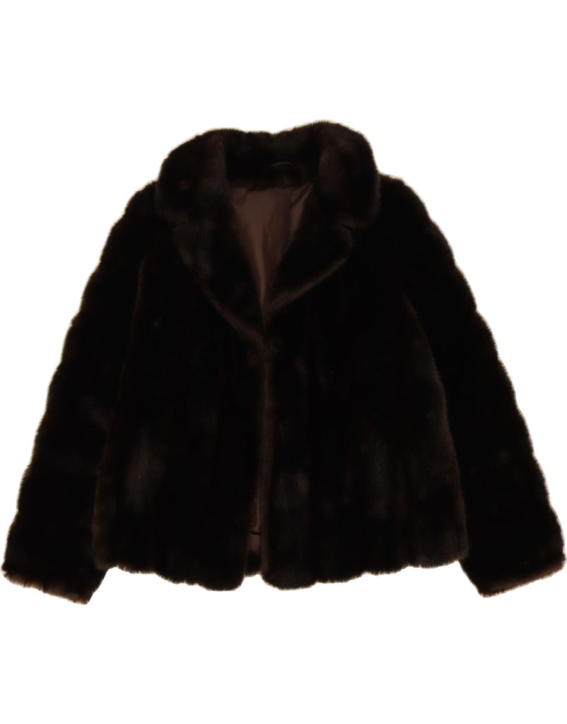 TISSAVEL Womens Faux Fur Jacket UK 14 Medium Brown Acrylic Vintage Tissavel and Second-Hand Tissavel from Messina Hembry 