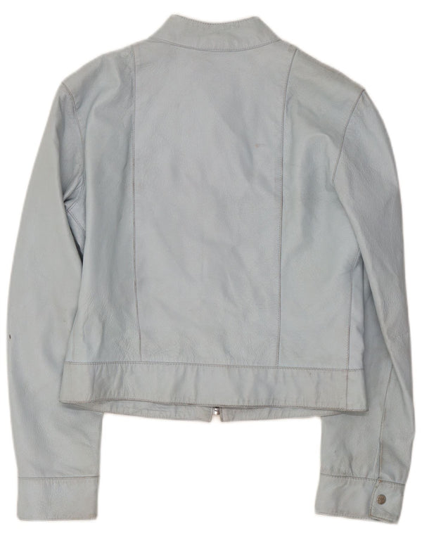 Vintage Womens Leather Jacket UK 14 Medium Blue Leather