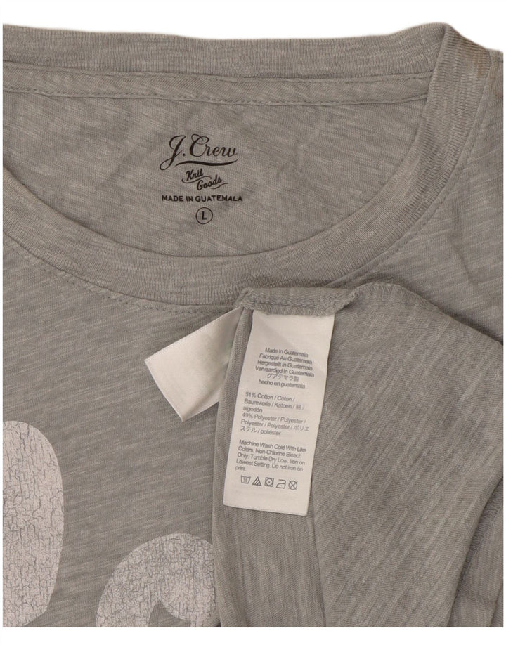 J. CREW Womens Graphic T-Shirt Top UK 16 Large Grey Cotton