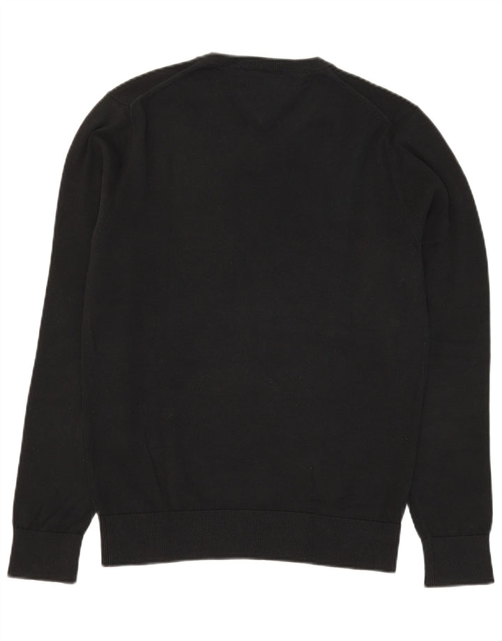 Tommy Hilfiger Mens V-Neck Jumper Sweater Small Black Cotton