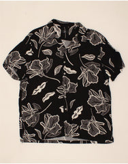 C&A Mens Slim Fit Short Sleeve Shirt XL Black Floral Viscose