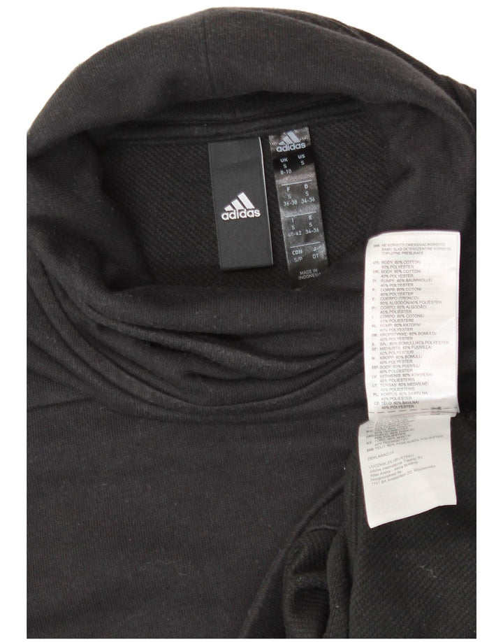 Adidas Womens Graphic Sweatshirt Jumper UK 8/10 Small Black Cotton