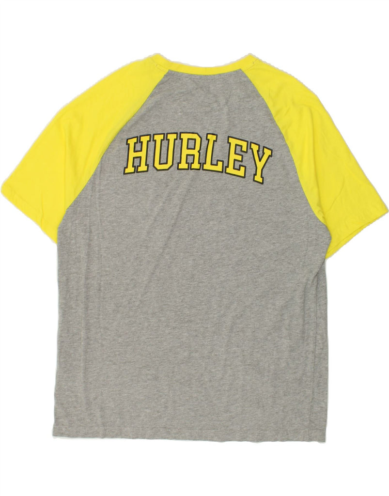 HURLEY Mens Graphic T-Shirt Top XL Grey Colourblock Cotton | Vintage Hurley | Thrift | Second-Hand Hurley | Used Clothing | Messina Hembry 