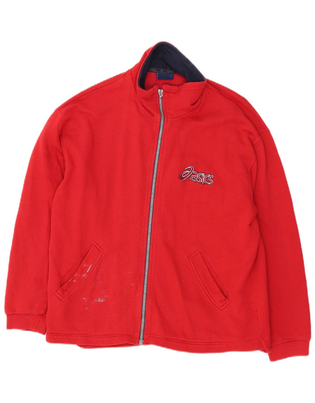 Asics Mens Graphic Tracksuit Top Jacket Medium Red Cotton