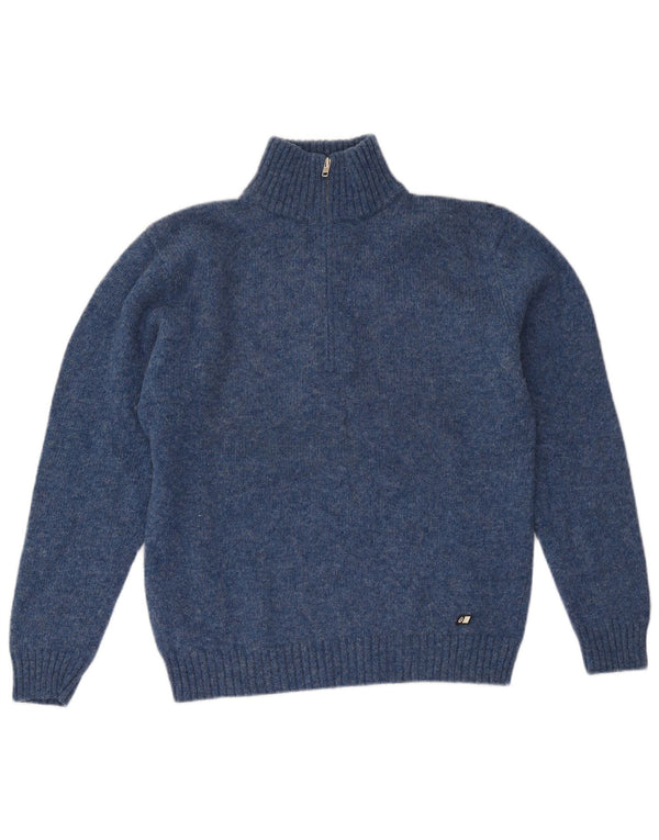 Asics Mens Zip Neck Jumper Sweater Medium Navy Blue New Wool