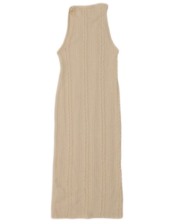 Zara Womens Sleeveless Bodycon Dress UK 10 Small Beige Polyester
